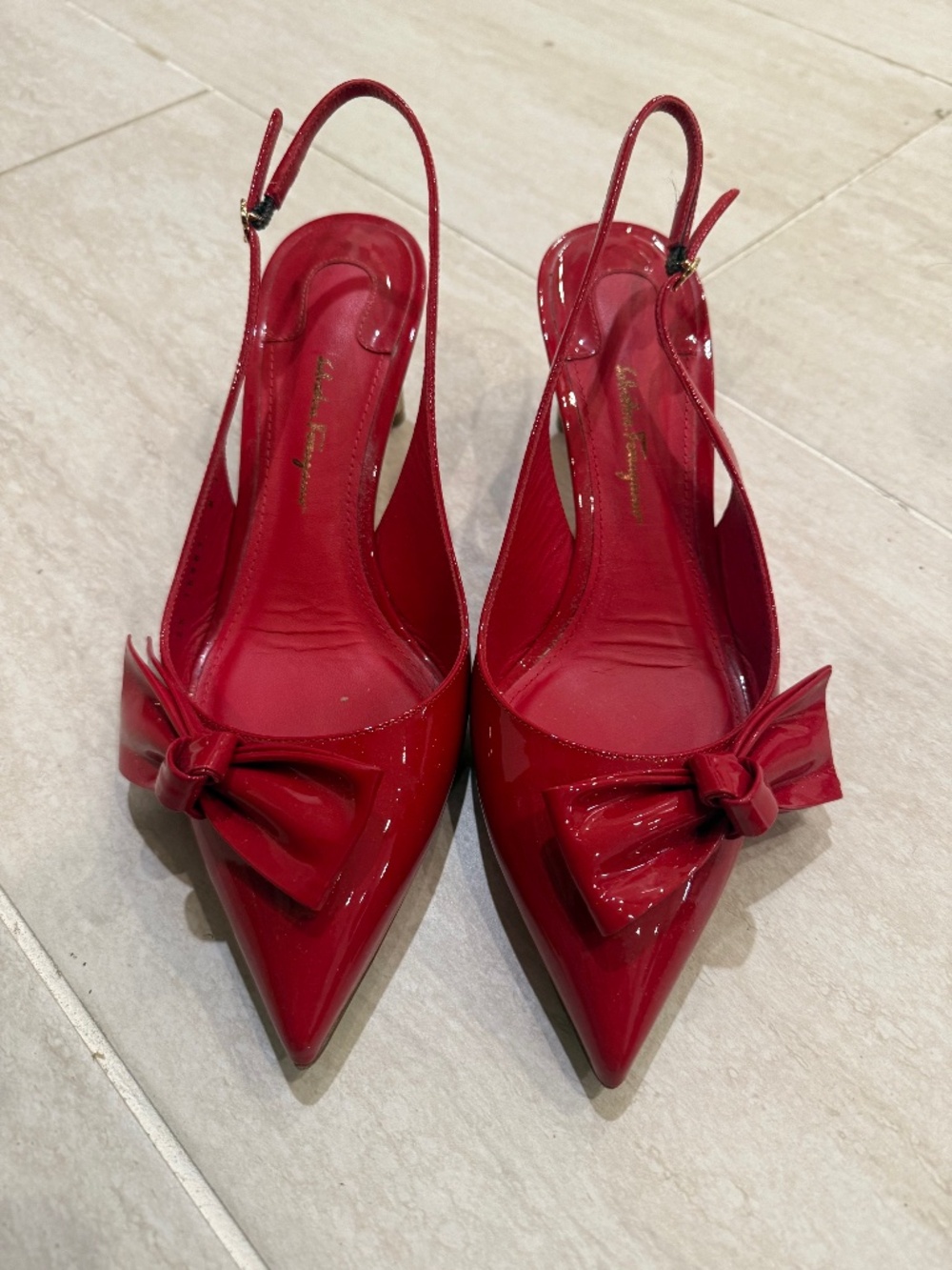 Salvatore Ferragamo Aulla 55 Slingback Pumps | Lipstick Red | Size 8C - Picture 3 of 7